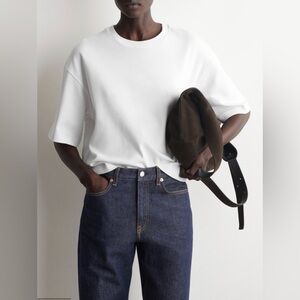 COS White Cotton Crewneck Top